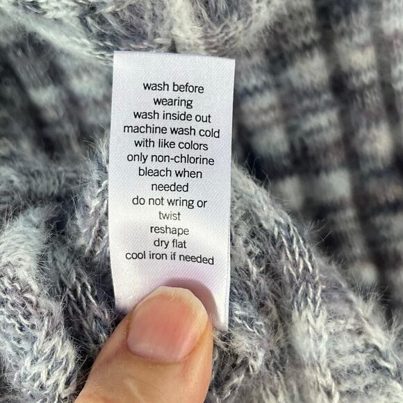 So Women's Blue Grey Spacedye Hooded Cropped Sweater Size M. NEW - Picture 9 of 9